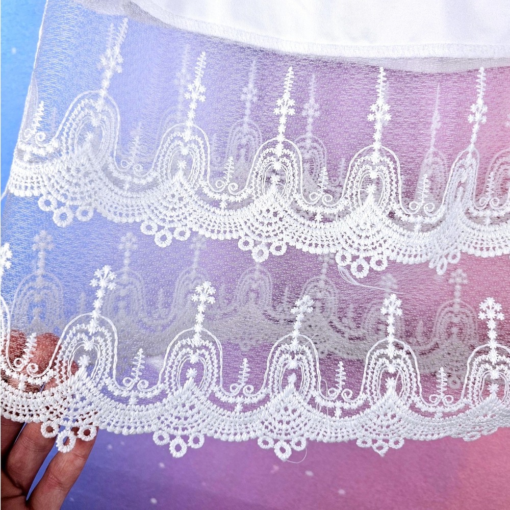 Lace Hem Slip Skirt Extender Women 3XL White Excellent Layering Mini Cottagecore - Picture 3 of 6